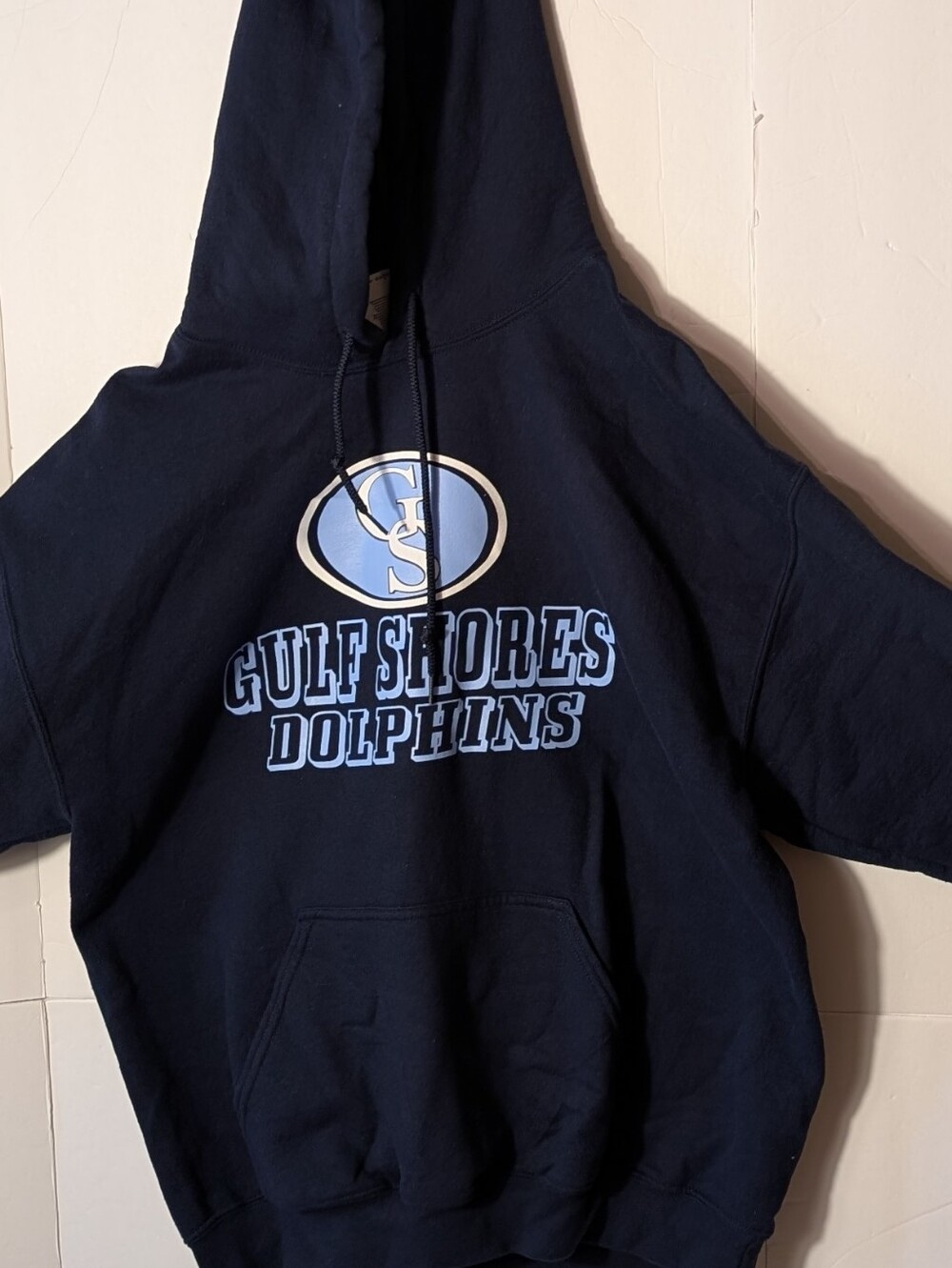 Gulf Shores Dolphins Pullover Hoodie Unisex Large Navy- Gilgan